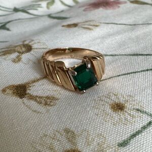 Beautiful Gold Plated Emerald Cut CZ Ring